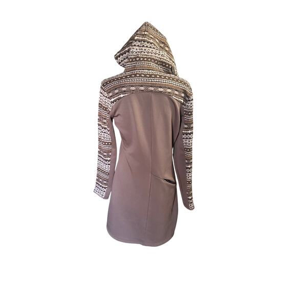 Athleta Dress Nordic Fair Isle Fitted Hoodie Sweatshirt Brown - Picture 2 of 10